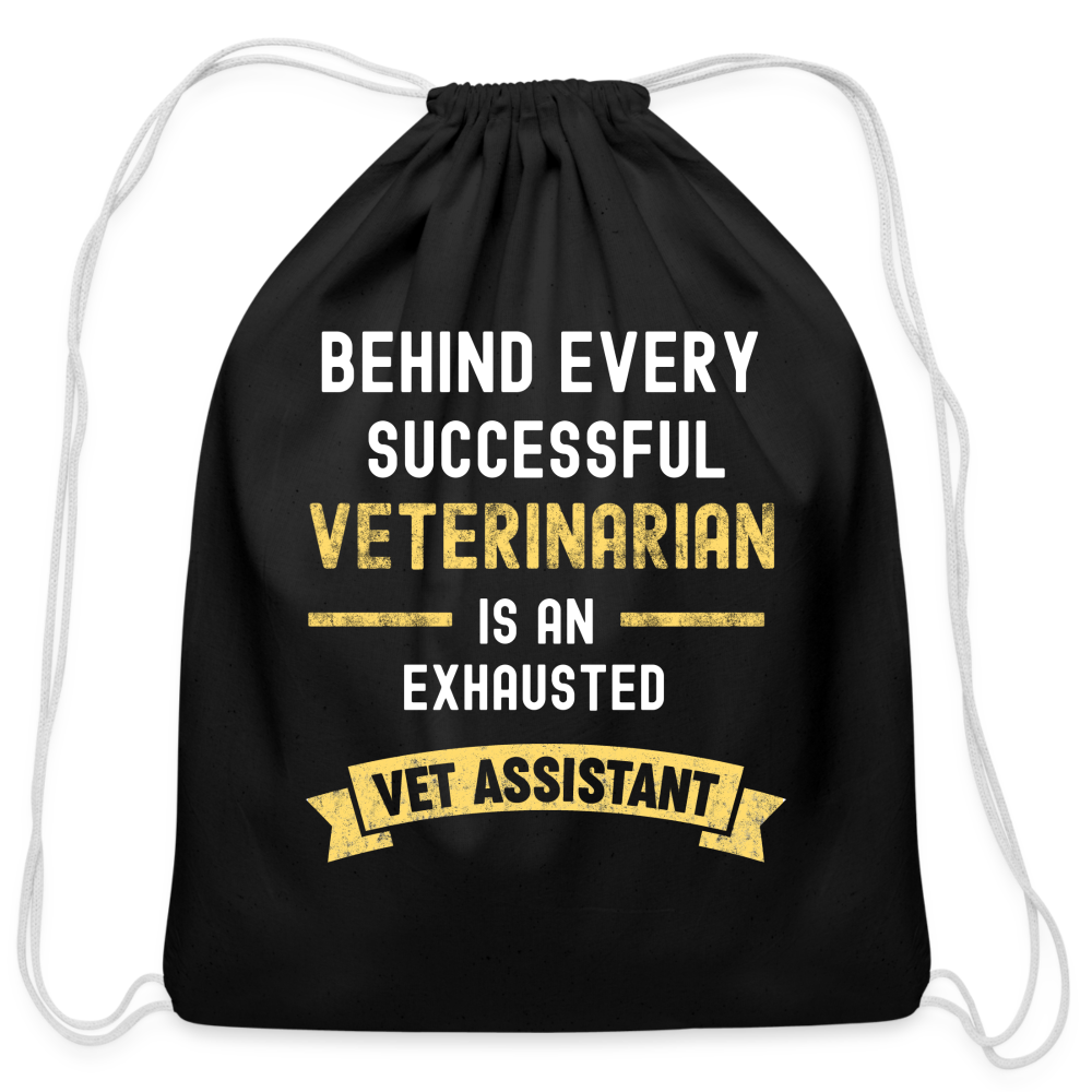 Exhausted Vet Assistant Cotton Drawstring Bag-Cotton Drawstring Bag | Q-Tees Q4500-I love Veterinary