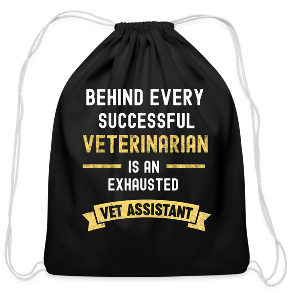 Exhausted Vet Assistant Cotton Drawstring Bag-Cotton Drawstring Bag | Q-Tees Q4500-I love Veterinary