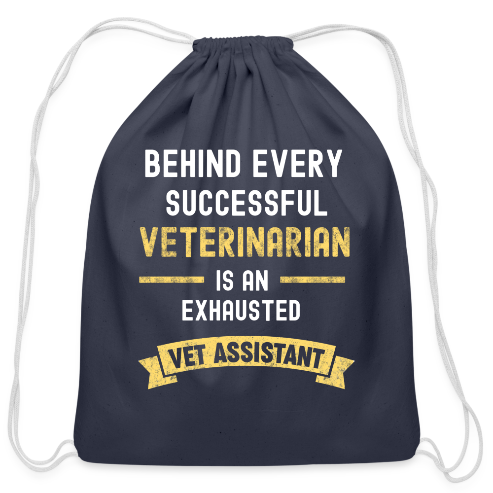 Exhausted Vet Assistant Cotton Drawstring Bag-Cotton Drawstring Bag | Q-Tees Q4500-I love Veterinary