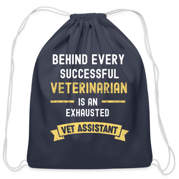 Exhausted Vet Assistant Cotton Drawstring Bag-Cotton Drawstring Bag | Q-Tees Q4500-I love Veterinary