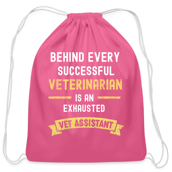 Exhausted Vet Assistant Cotton Drawstring Bag-Cotton Drawstring Bag | Q-Tees Q4500-I love Veterinary