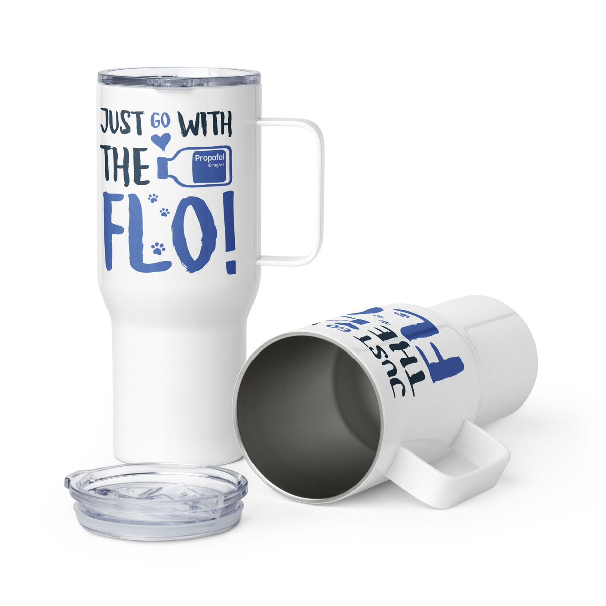 Just Go with the Flo! Travel mug with a handle-Travel Mug with a Handle-I love Veterinary