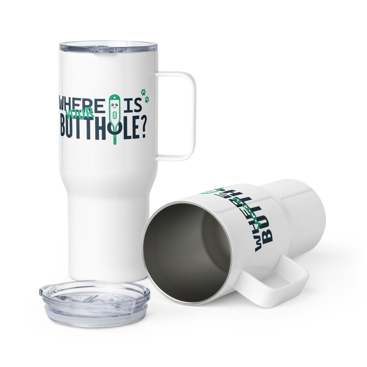 Where Is Your Butthole Travel mug with a handle-Travel Mug with a Handle-I love Veterinary