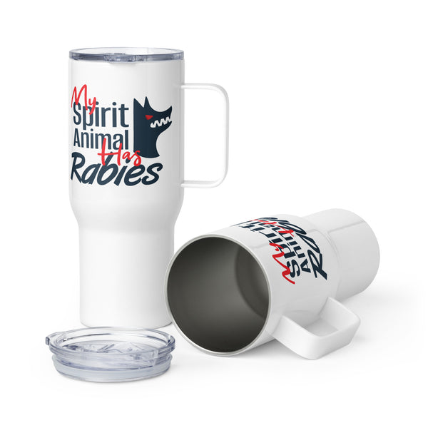 My Spirit Animal Has Rabies Travel mug with a handle-Travel Mug with a Handle-I love Veterinary