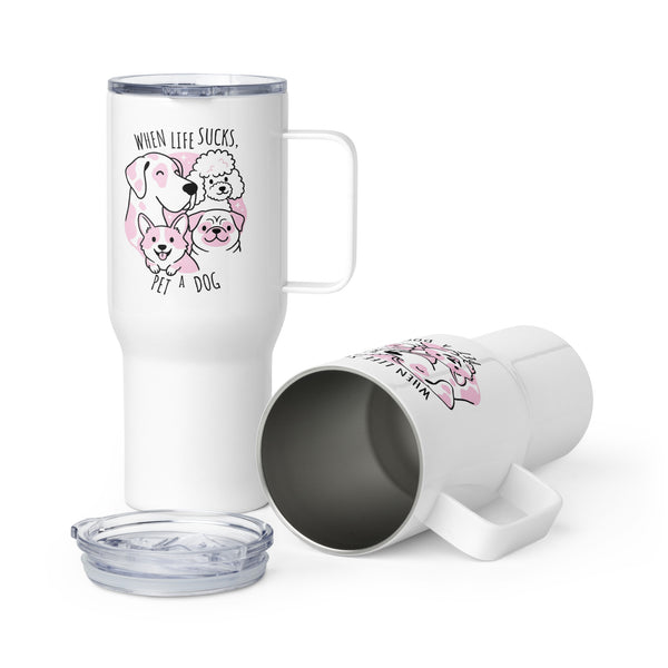 When life sucks pet a dog Travel Mug With a Handle-I love Veterinary