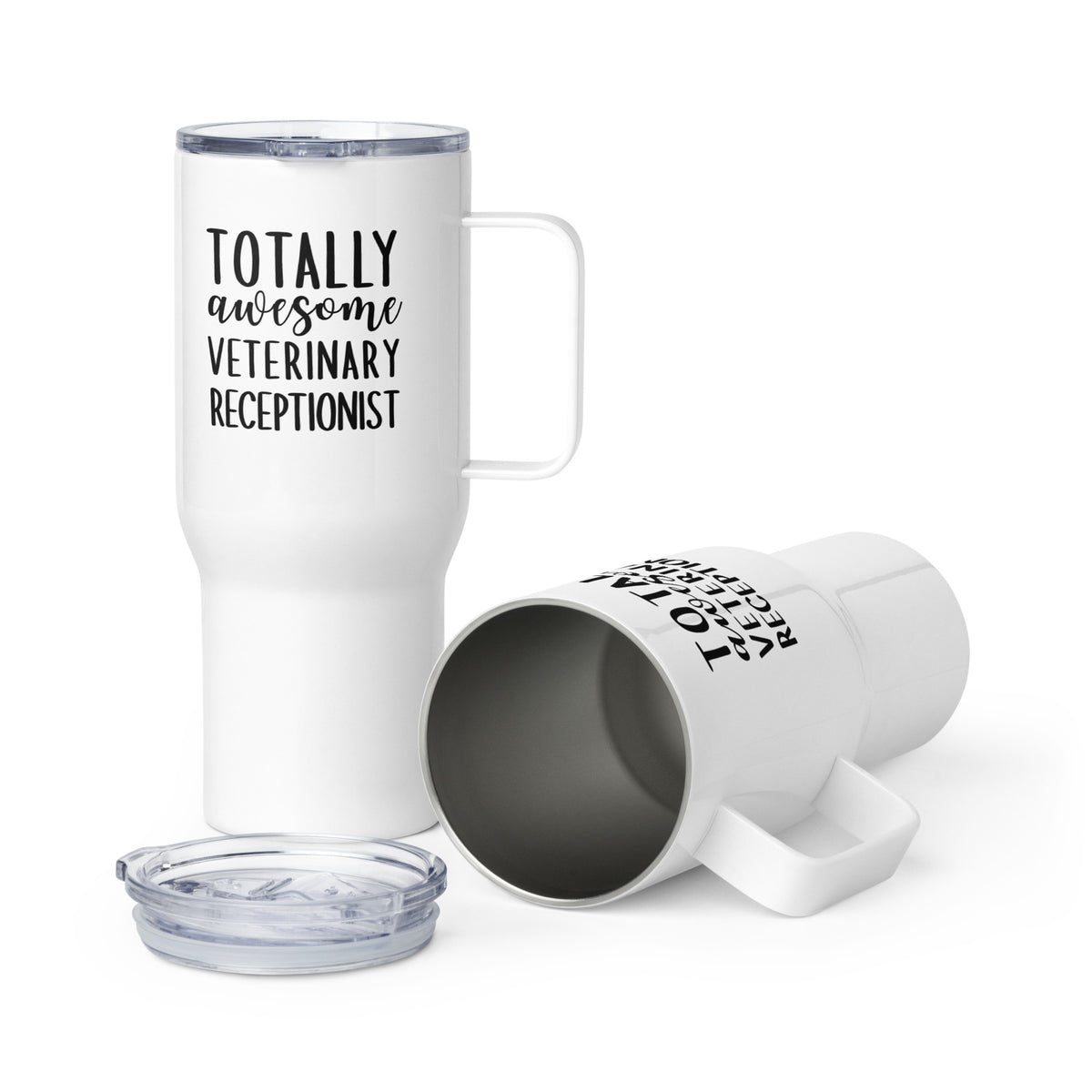 Totally awesome veterinary receptionist Travel Mug With a Handle-I love Veterinary