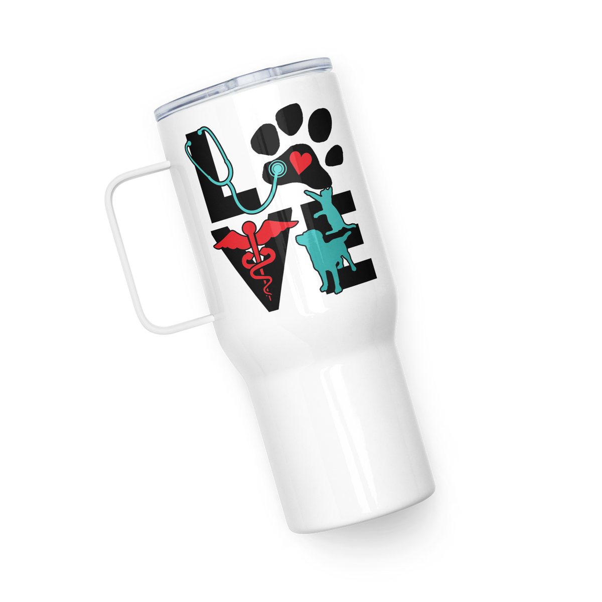 Veterinary Love cat and dog Travel mug with a handle-Travel Mug with a Handle-I love Veterinary