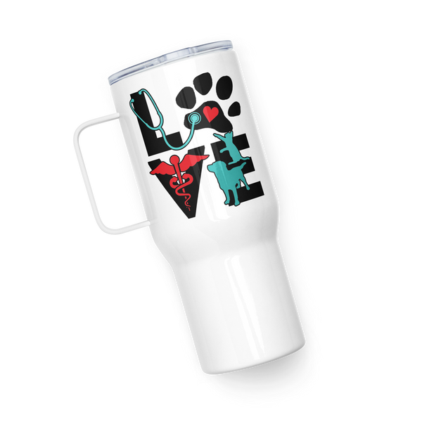 Veterinary Love cat and dog Travel mug with a handle-Travel Mug with a Handle-I love Veterinary