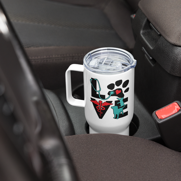 Veterinary Love cat and dog Travel mug with a handle-Travel Mug with a Handle-I love Veterinary