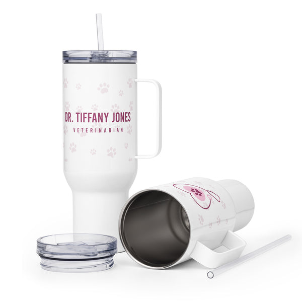 Personalized Travel mug with a handle-Travel Mug with a Handle-I love Veterinary