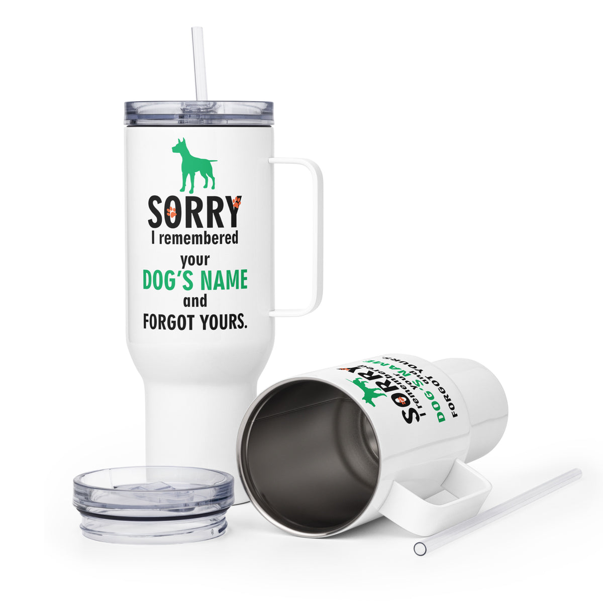 Sorry I remembered your dogs name... Travel mug with a handle-Travel Mug with a Handle-I love Veterinary