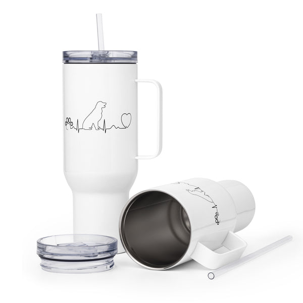 Dog heartbeat Travel mug with a handle-Travel Mug with a Handle-I love Veterinary