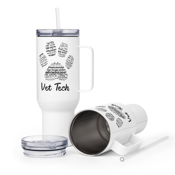 Vet Tech- Paw Print Travel mug with a handle-Travel Mug with a Handle-I love Veterinary