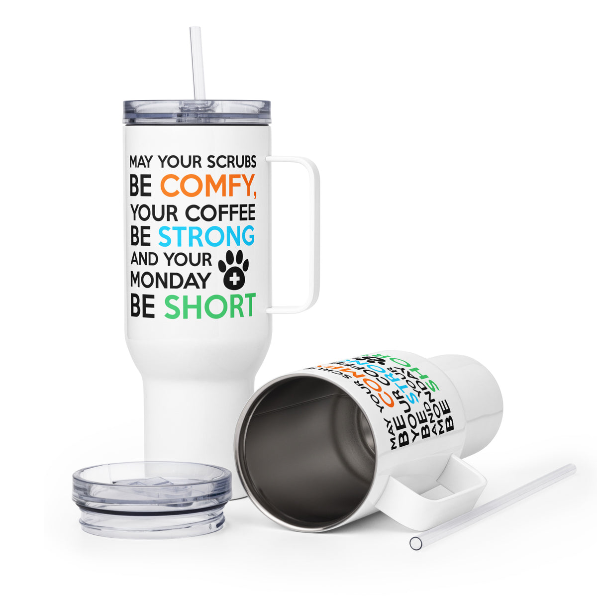 Veterinary Monday Prayer Travel mug with a handle-Travel Mug with a Handle-I love Veterinary