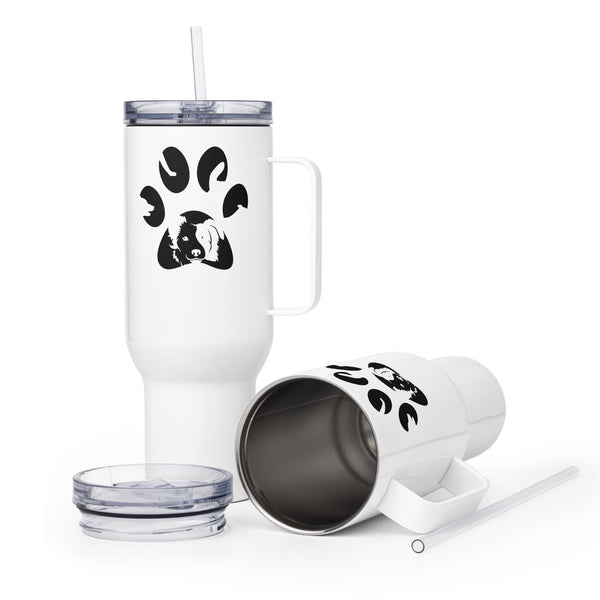 Dog Pawprint Travel mug with a handle-Travel Mug with a Handle-I love Veterinary