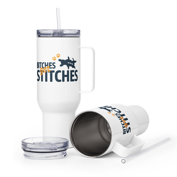 Bitches Get Stiches Funny Travel mug with a handle-Travel Mug with a Handle-I love Veterinary