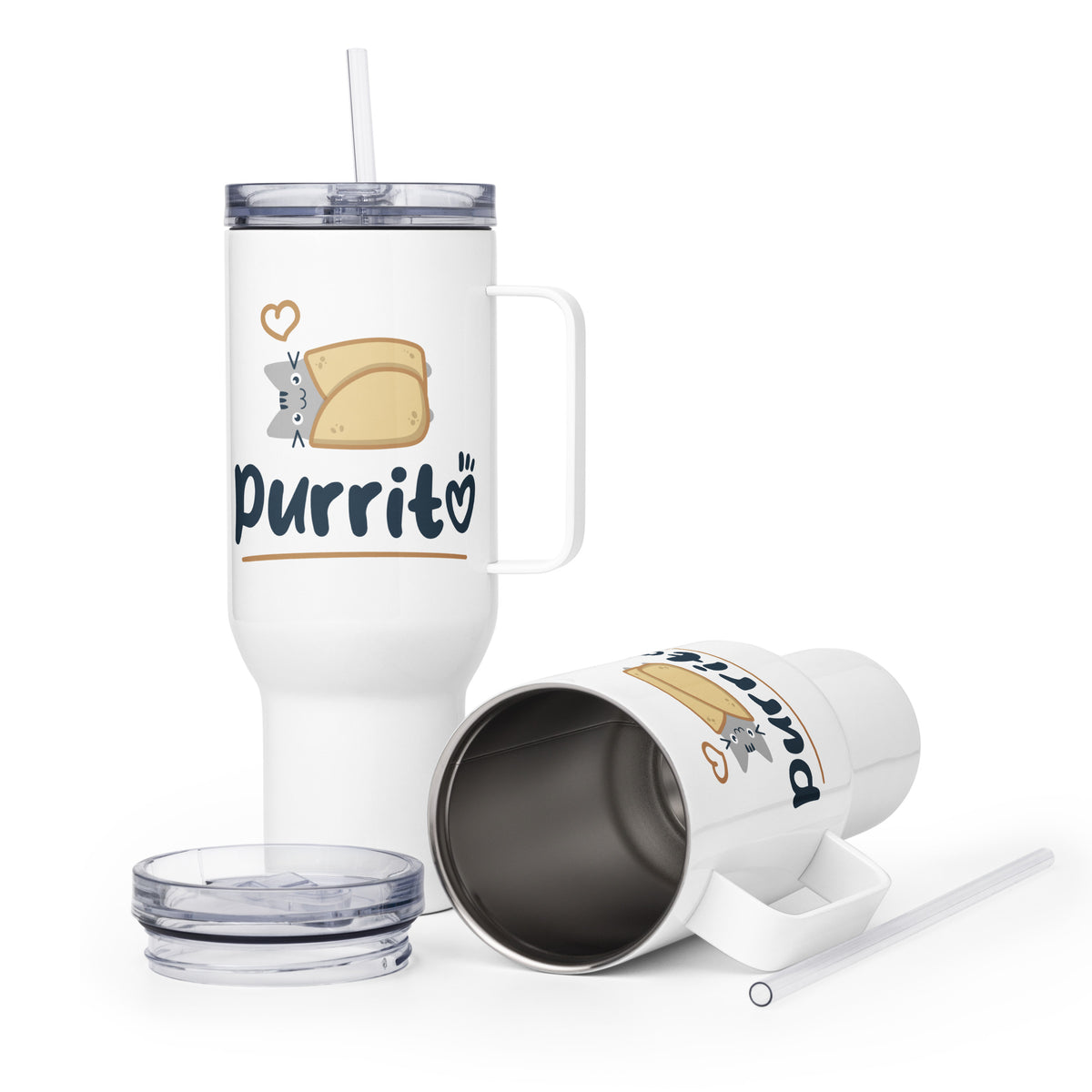 Purrito Travel mug with a handle-Travel Mug with a Handle-I love Veterinary