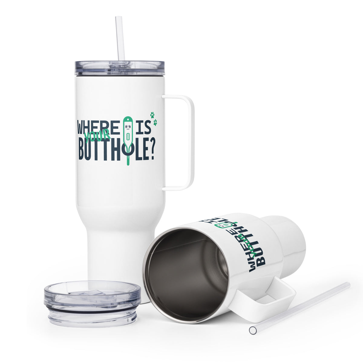 Where Is Your Butthole Travel mug with a handle-Travel Mug with a Handle-I love Veterinary