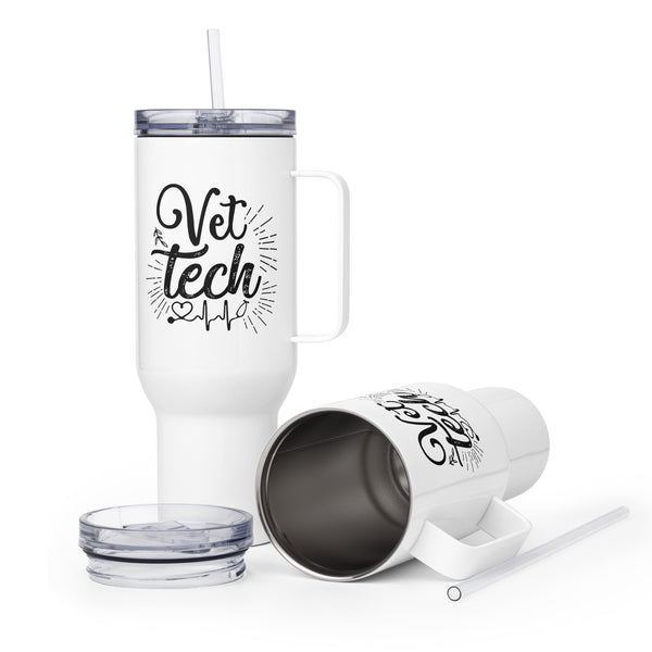 Vet Tech Stethoscope Pulse Travel mug with a handle-I love Veterinary