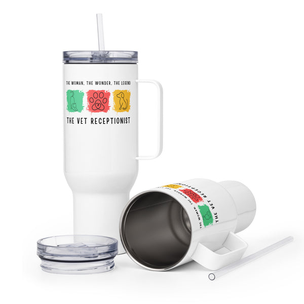 The woman, the wonder, the legend - the Vet Receptionist Travel Mug With a Handle-I love Veterinary