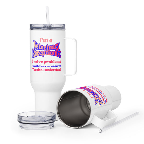 I'm a vet receptionist, I solve problems 2 Travel Mug With a Handle-I love Veterinary