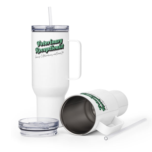 Veterinary Receptionist because vets need heroes too Travel Mug With a Handle-I love Veterinary