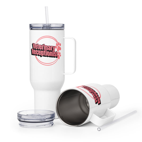 Vet Receptionist circle two paws Travel Mug With a Handle-I love Veterinary