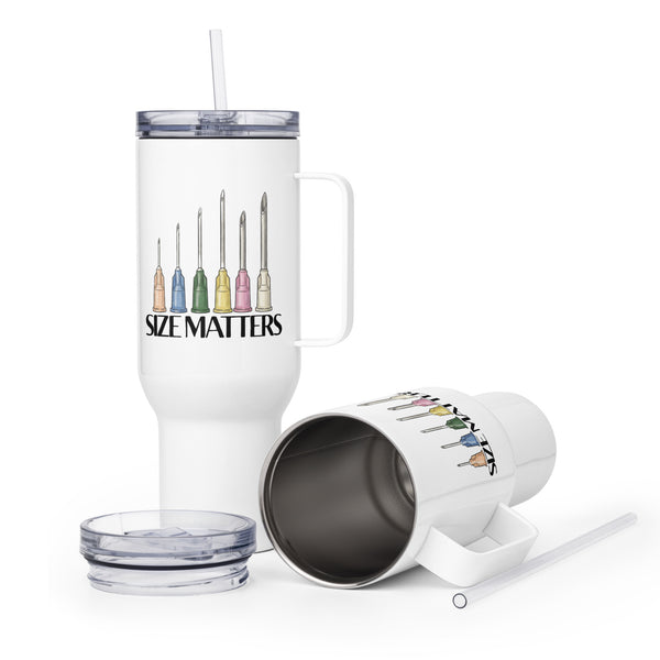 Size Matters Travel Mug With a Handle-I love Veterinary
