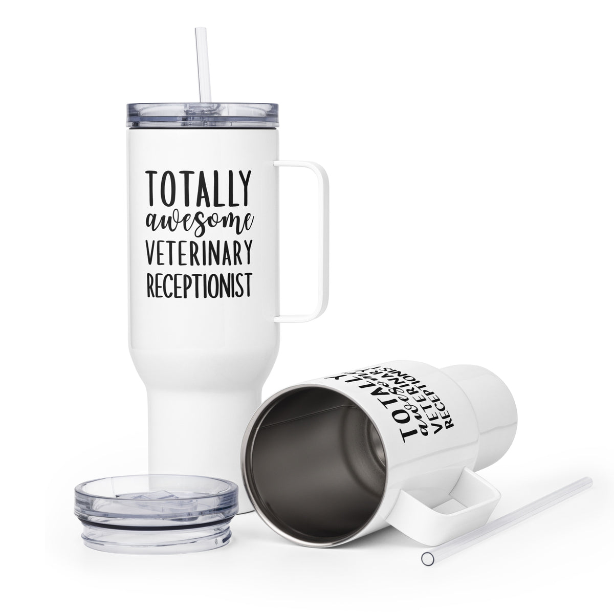 Totally awesome veterinary receptionist Travel Mug With a Handle-I love Veterinary