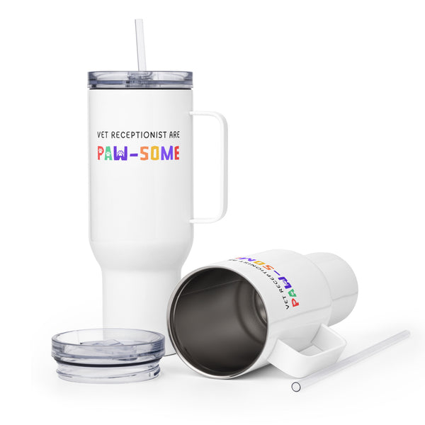 Vet receptionist are paw-some Travel Mug With a Handle-I love Veterinary