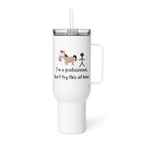 I'm a professional, don't try this at home Travel mug with a handle-Travel Mug with a Handle-I love Veterinary