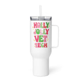 Holly Jolly Vet Tech Travel mug with a handle-Travel Mug with a Handle-I love Veterinary