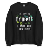 The road to my heart is paved with paw prints Unisex Crewneck Sweatshirt-Unisex Crewneck Sweatshirt | Gildan 18000-I love Veterinary