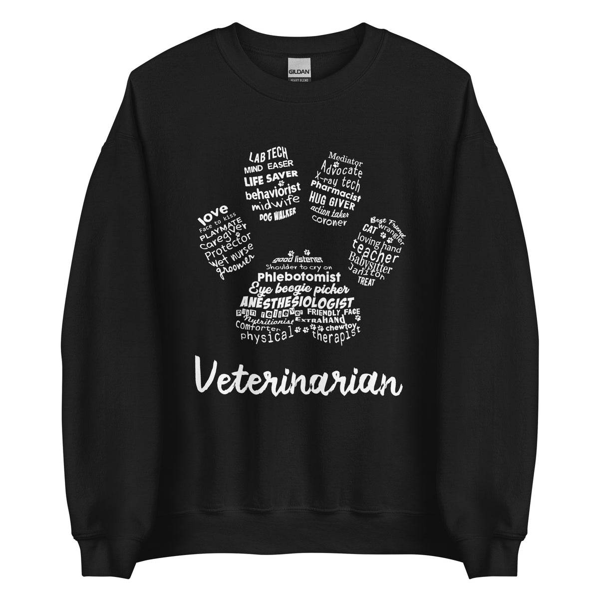 Veterinarian Paw Print Unisex Crewneck Sweatshirt-Unisex Crewneck Sweatshirt | Gildan 18000-I love Veterinary