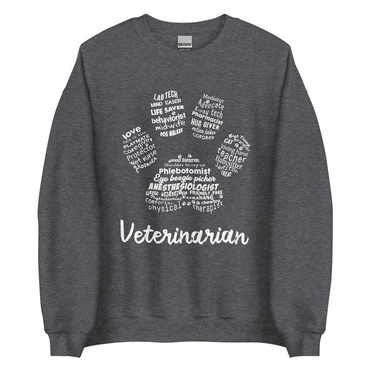 Veterinarian Paw Print Unisex Crewneck Sweatshirt-Unisex Crewneck Sweatshirt | Gildan 18000-I love Veterinary