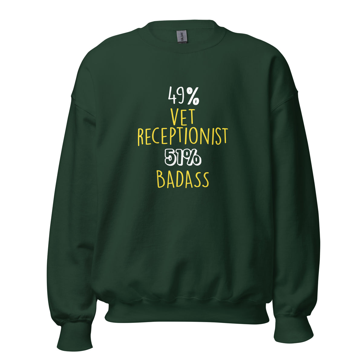 49% vet receptionist 51% Badass Unisex Crewneck Sweatshirt-Unisex Crewneck Sweatshirt | Gildan 18000-I love Veterinary