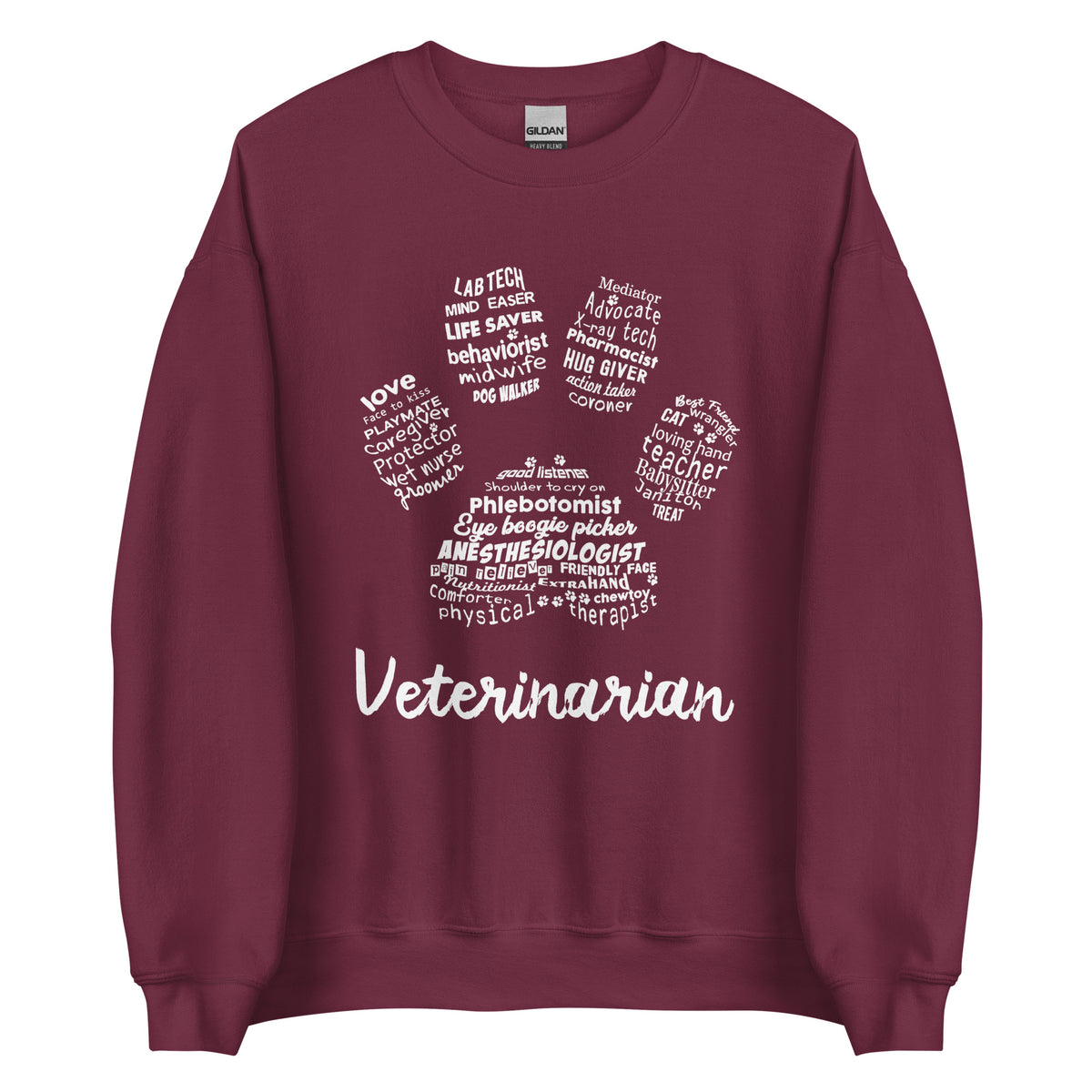 Veterinarian Paw Print Unisex Crewneck Sweatshirt-Unisex Crewneck Sweatshirt | Gildan 18000-I love Veterinary