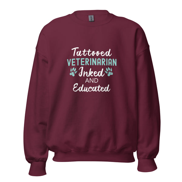 Veterinarian - Inked and Educated Unisex Crewneck Sweatshirt-I love Veterinary