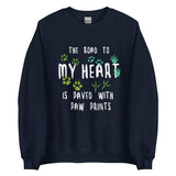 The road to my heart is paved with paw prints Unisex Crewneck Sweatshirt-Unisex Crewneck Sweatshirt | Gildan 18000-I love Veterinary