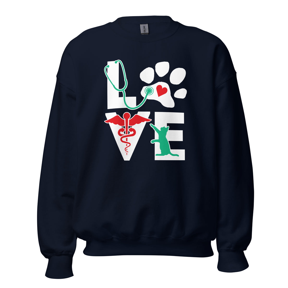 Love Cat Unisex Crewneck Sweatshirt-Unisex Crewneck Sweatshirt | Gildan 18000-I love Veterinary