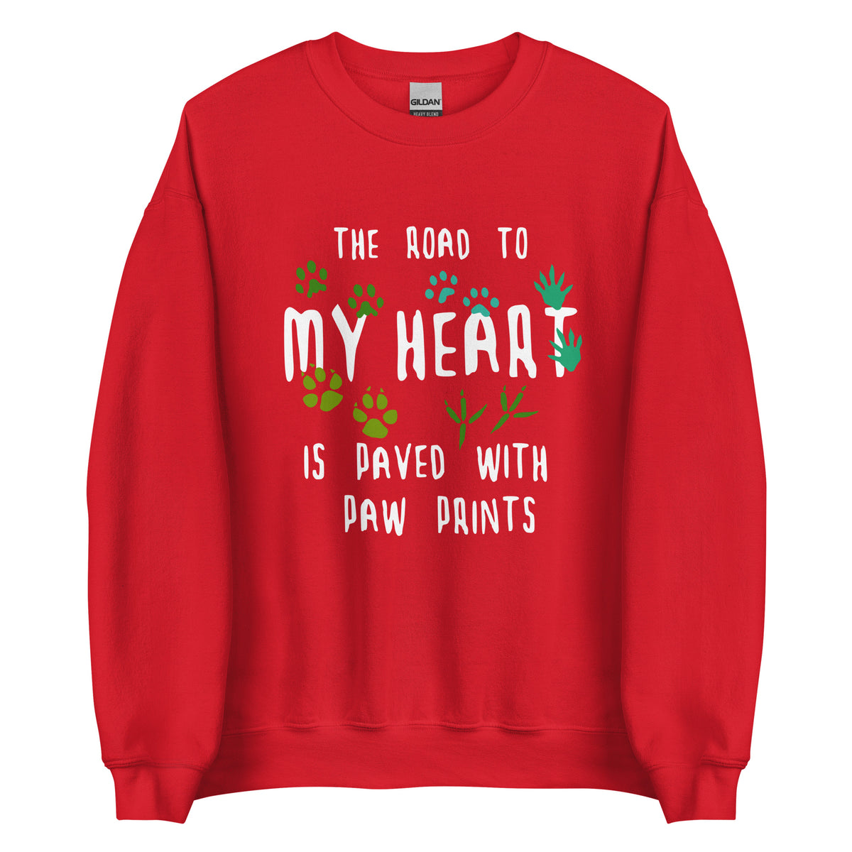 The road to my heart is paved with paw prints Unisex Crewneck Sweatshirt-Unisex Crewneck Sweatshirt | Gildan 18000-I love Veterinary