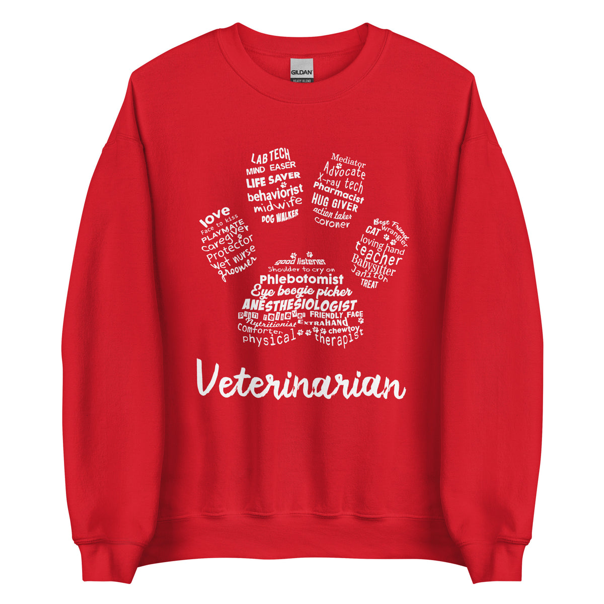 Veterinarian Paw Print Unisex Crewneck Sweatshirt-Unisex Crewneck Sweatshirt | Gildan 18000-I love Veterinary