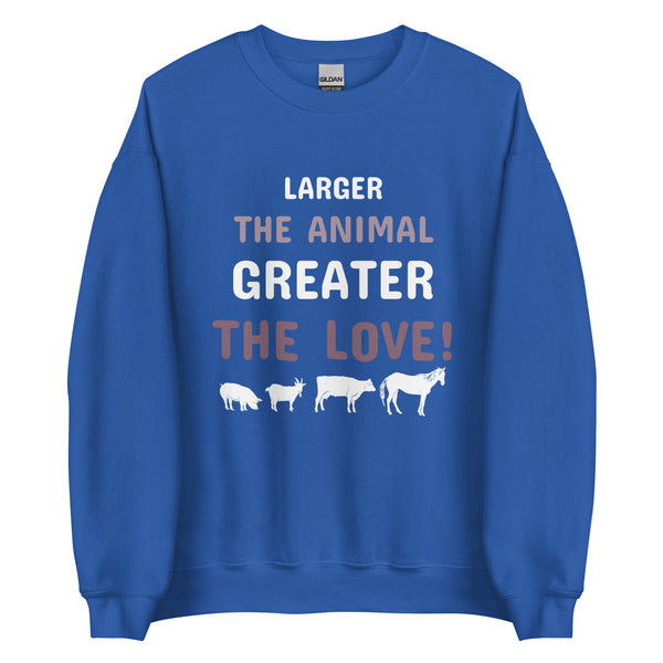Larger the animal- Greater the love! Unisex Crewneck Sweatshirt-I love Veterinary