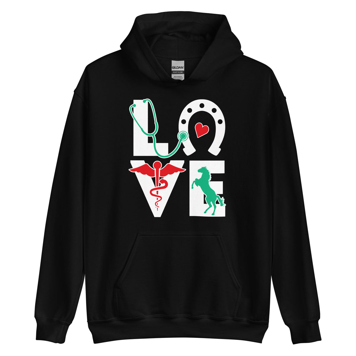 Equine Love Unisex Hoodie-Unisex Hoodie | Gildan 18500-I love Veterinary