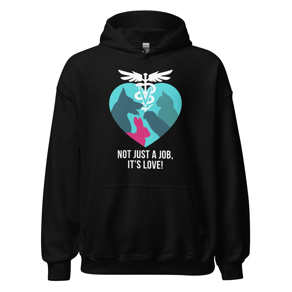 Not just job it's Love Unisex Hoodie-Unisex Hoodie | Gildan 18500-I love Veterinary