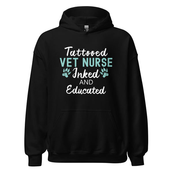Vet Nurse Inked and Educated Unisex Hoodie-I love Veterinary