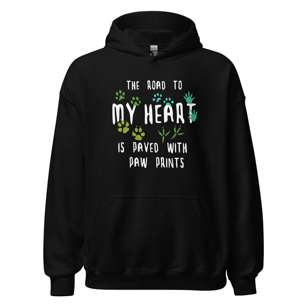 The road to my heart is paved with paw prints Unisex Hoodie-Unisex Hoodie | Gildan 18500-I love Veterinary