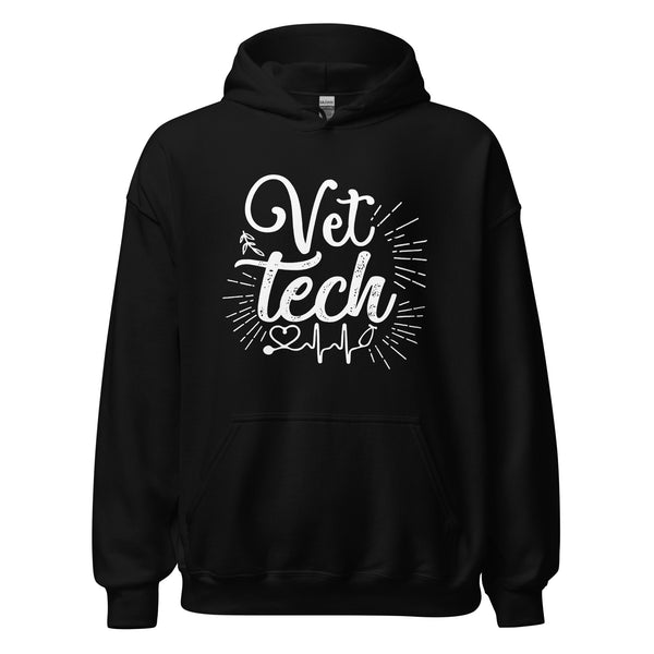 Vet Tech Stethoscope Pulse Unisex Hoodie-I love Veterinary