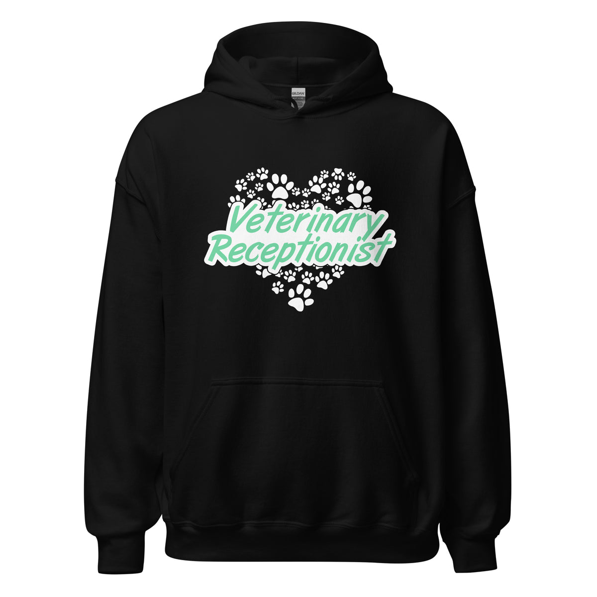 Veterinary Receptionist Heart Paws Unisex Hoodie-I love Veterinary