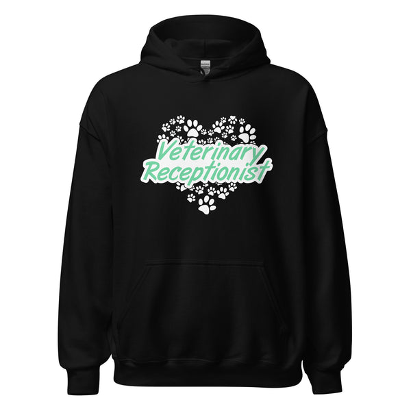 Veterinary Receptionist Heart Paws Unisex Hoodie-I love Veterinary